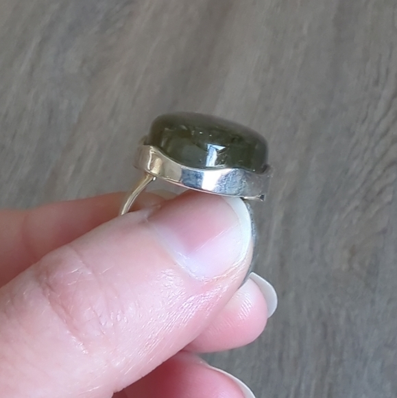 Large Purple Flash Labradorite Ring Adjustable 925 Silver Handcrafted Artisan VG - Picture 11 of 13